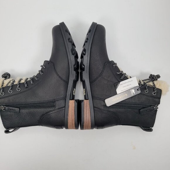 Sorel Emelie Women's Genuine Shearling Short Lace Cozy Black Boots US Size 7 NWB - Picture 9 of 12